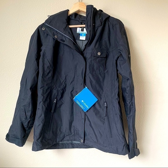 Columbia Omni-Tech Medium Hooded Jacket Waterproof Black NWT